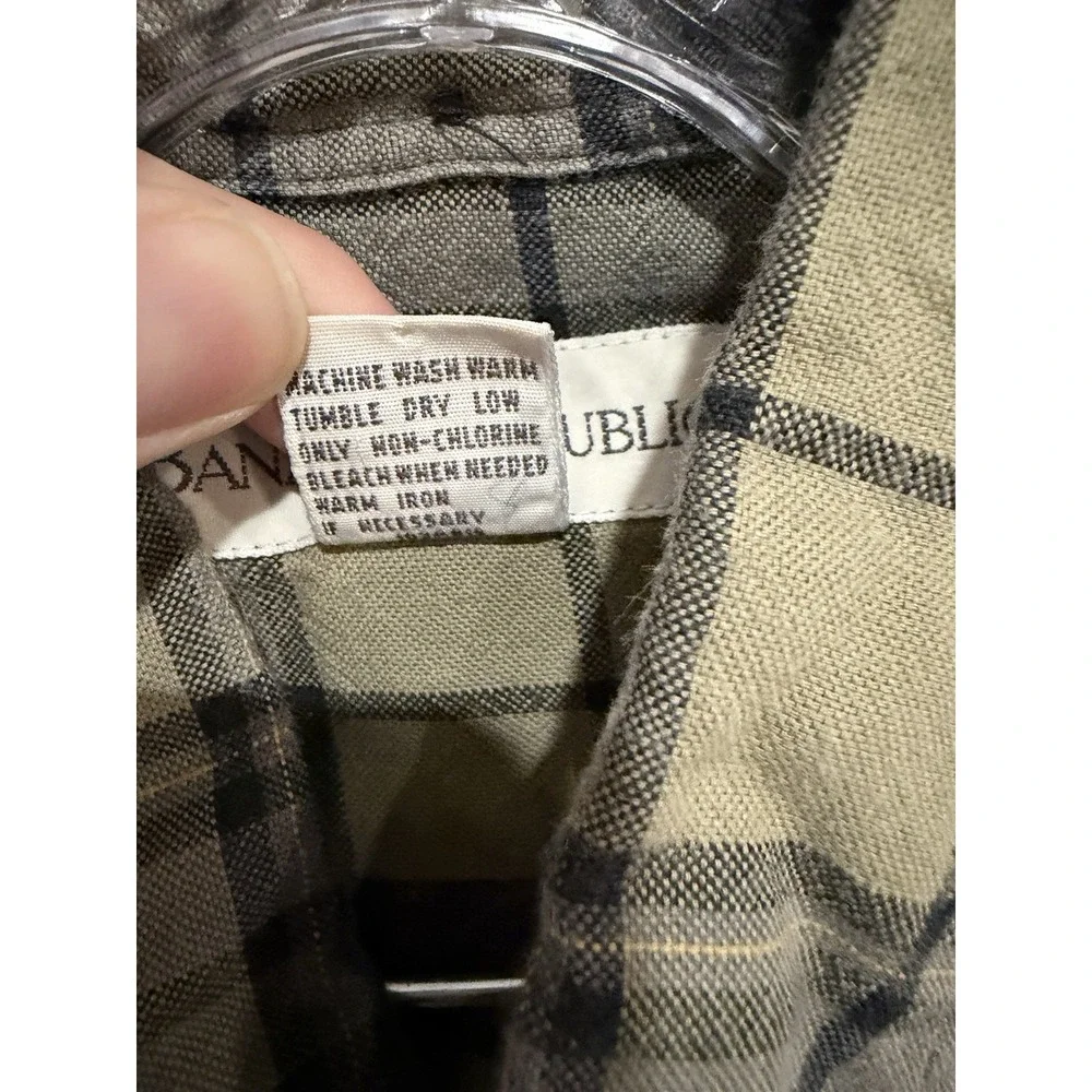 Men's Vintage Banana‎ Republic Plaid Green Flannel 100% Cotton Long Sleeve M